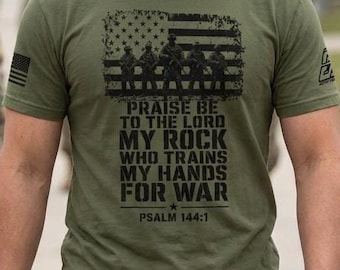Tactical T-Shirt with Morale Christian Bible Verse - Psalm 144:1