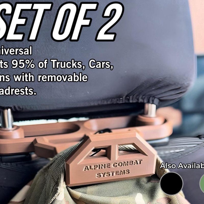 Universal Headrest Hanger Bracket for All Vehicles - Tactical Gear Organizer (Pair)