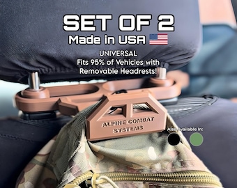 Universal Headrest Hanger Bracket for All Vehicles - Tactical Gear Organizer (Pair)