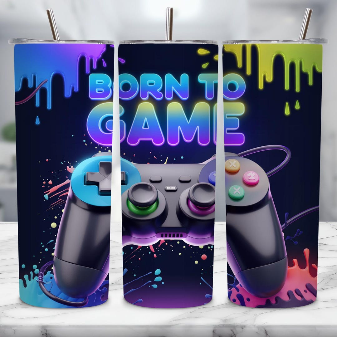 Neon Gamer Tumbler Wrap PNG: 20oz Skinny Sublimation Design (digital ...