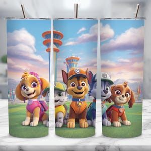 Envoltura de vaso PNG con diseño de dibujos animados para niños de 20 oz, diseño de sublimación de perro adorable, envoltura digital de cachorros de dibujos animados, envoltura para taza para amantes de los perros