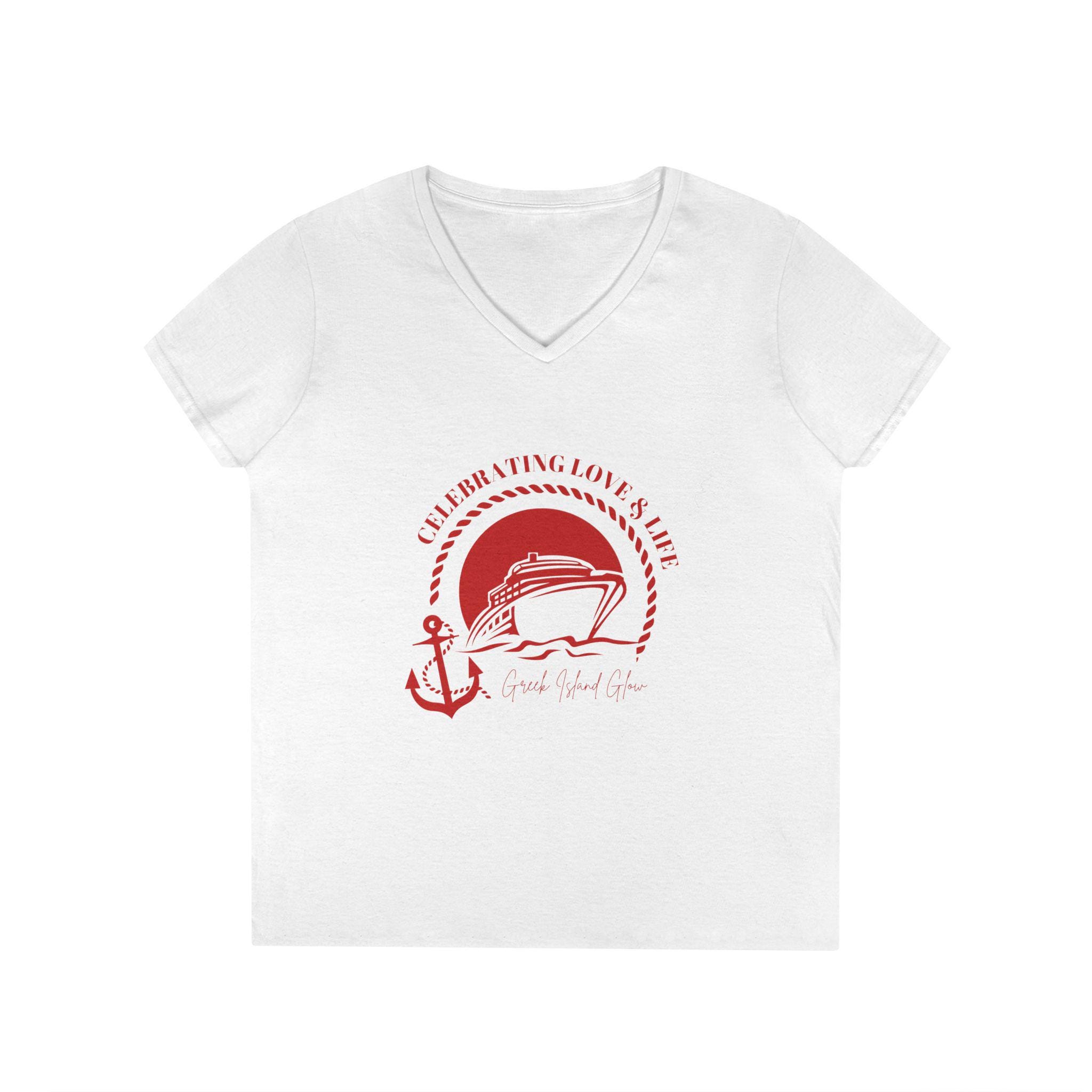 Celebrating Love & Life V-Neck T-Shirt, Nautical Shirt, Summer Fashion, Boat Lover Gift, Ocean Vibes, Cruise Enthusiast Top