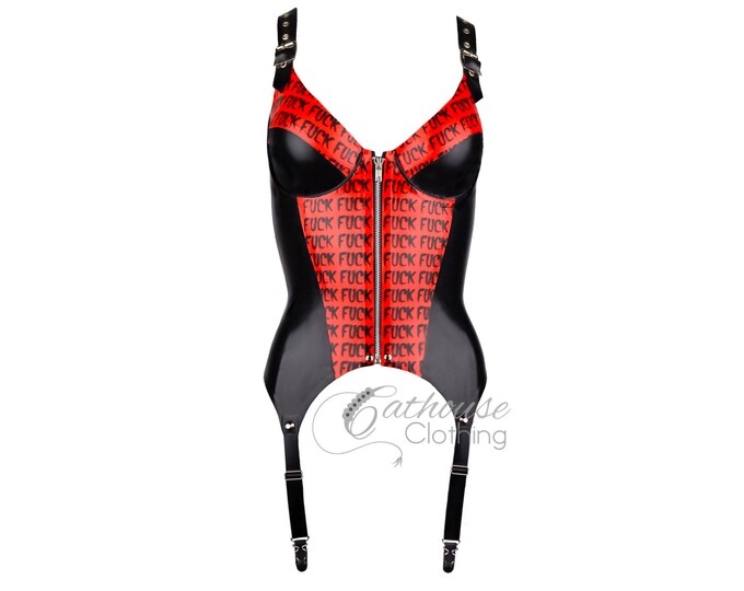 Latex fuck print basque by Cathouse Clothing WRUB1186