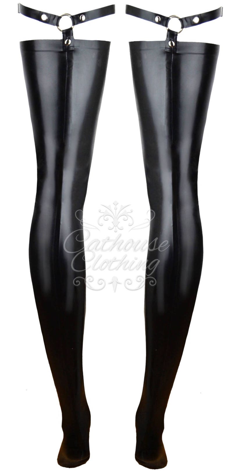 Latex rubber ring strap stockings by cathouse clothing | Etsy
