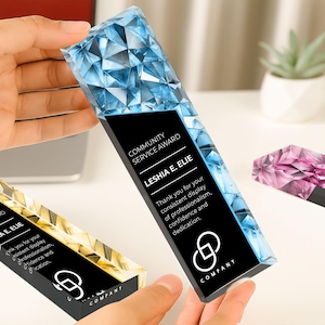Personalized Acrylic Employee Award Plaque: 3D Corporate Trophy