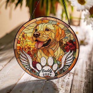 Personalized Pet Memorial Suncatcher, Dog Loss Sympathy Gift, Dog Memorial Stained Glass Suncatcher, Pet Memorial Gift, Dog Remembrance Gift