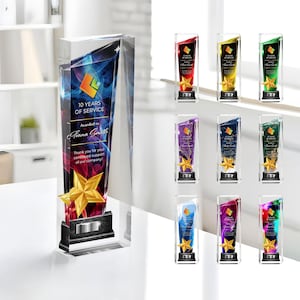 Personalized Acrylic Employee Award Plaque: Corporate Recognition Trophy