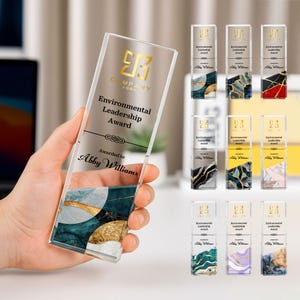 Personalized Acrylic Employee Award Plaque: Corporate Recognition Trophy