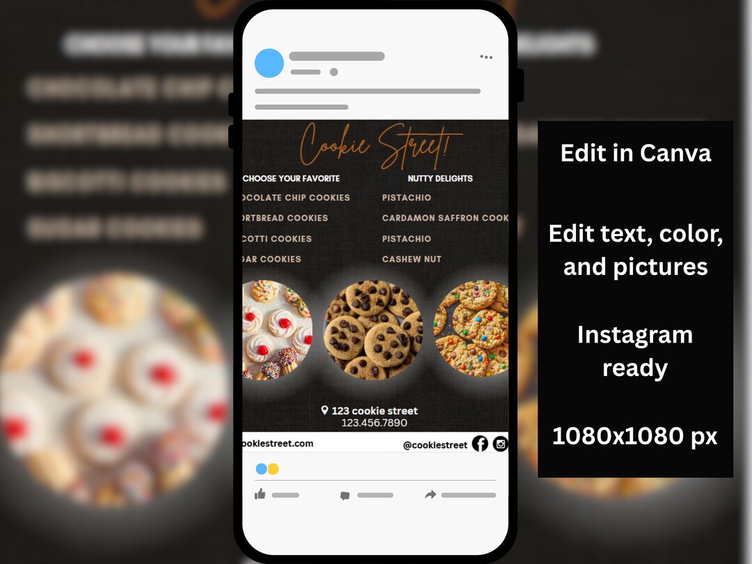 Cookie Shop Menu Template: Bakery Price List, Printable Canva Design ...
