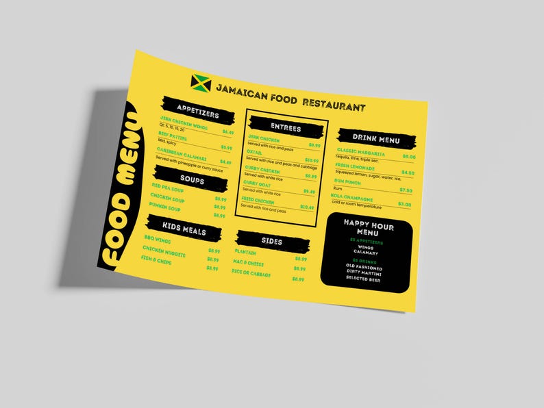 Printable Menu Canva Template L Customized 11x17 Printable Menu L