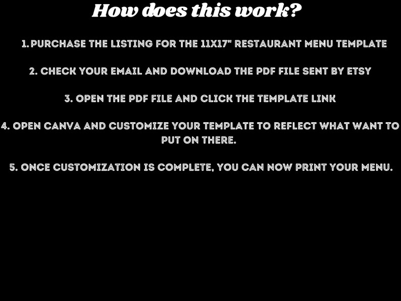 Restaurant Menu Template: Customizable 11x17 Canva Design (PDF Download