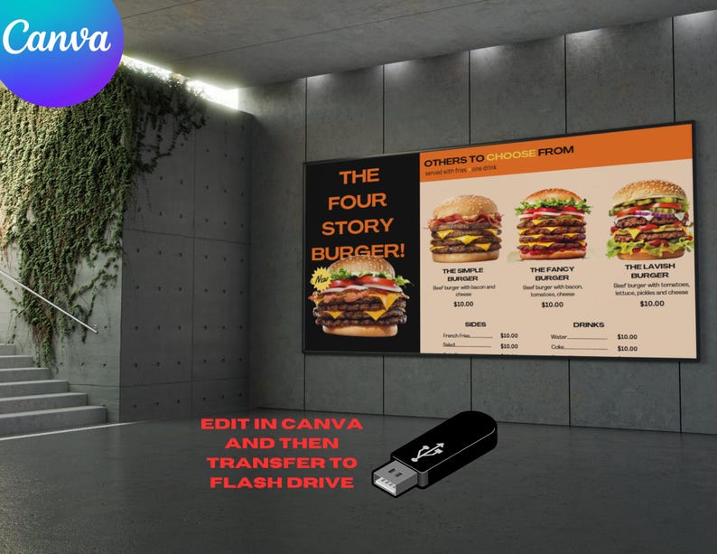 Animated 4K TV Menu Board Template: Restaurant Digital Display (canva ...