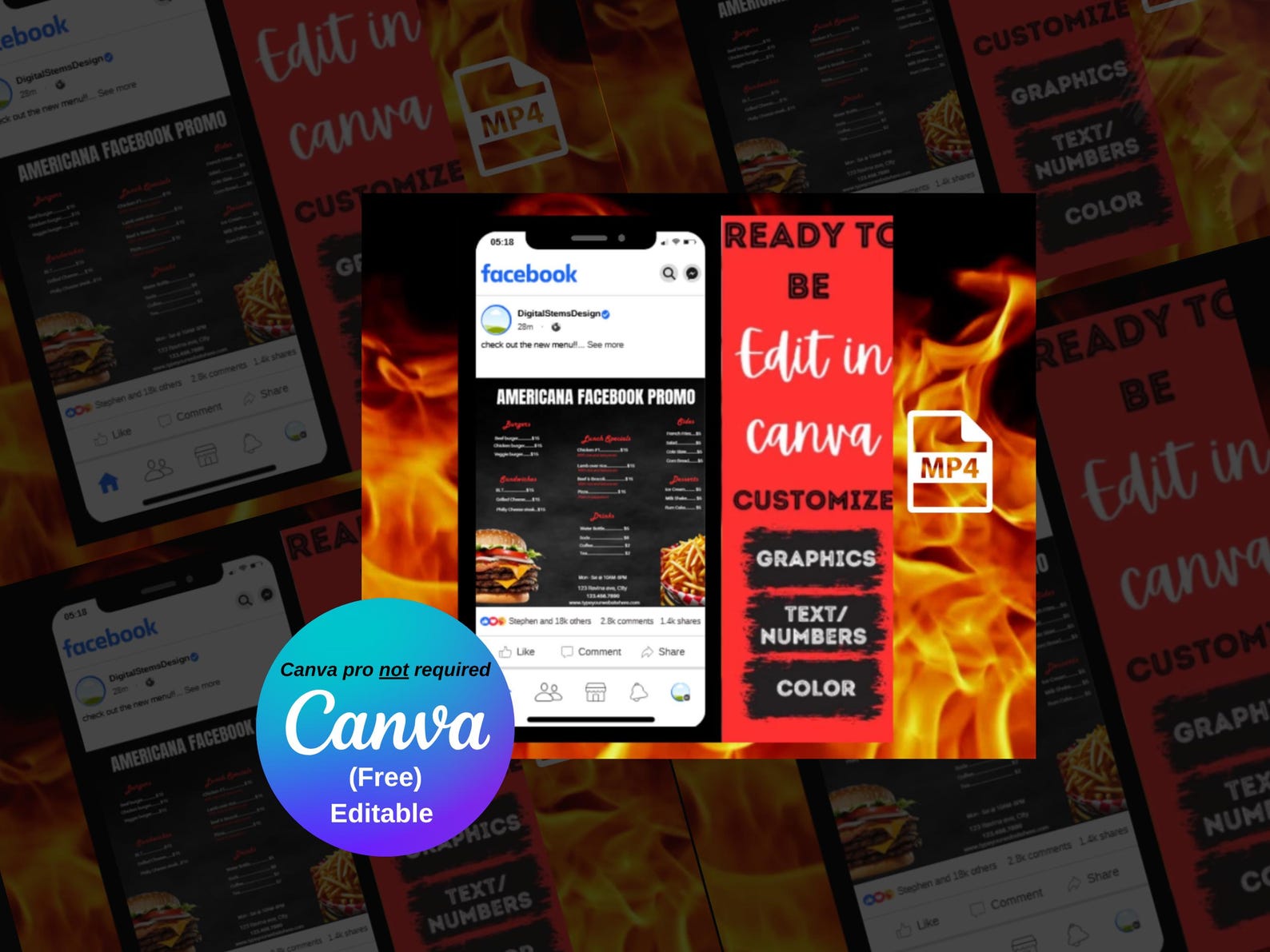 Customizable Food Menu MP4 Template: Facebook Restaurant Promotion ...
