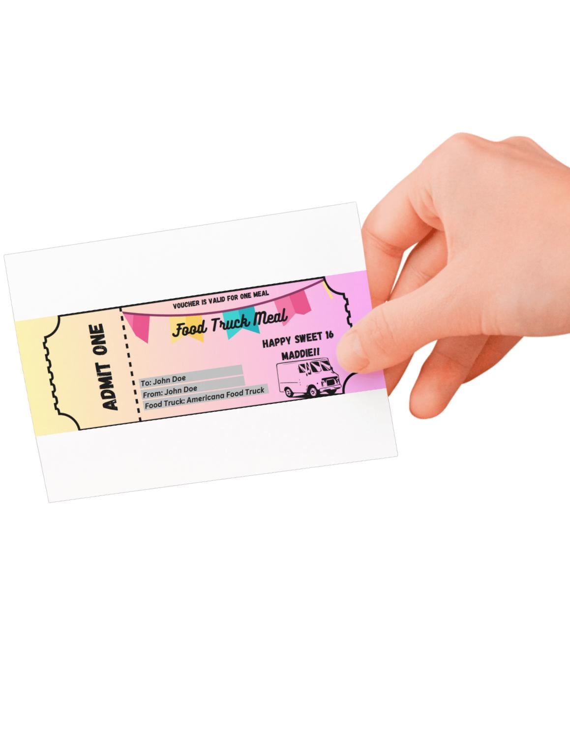Custom Food Truck Meal Vouchers | Printable Event Tickets | DIY Canva Download