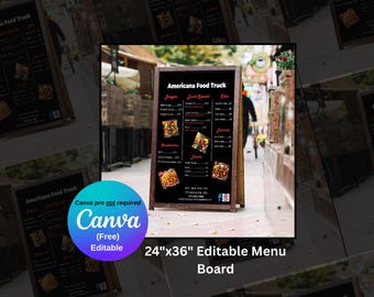 Food Truck Menu Board Template: Editable 24x36 Canva Design (PDF)