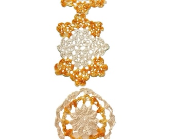 Crochet Doilies Yellow & White Set of 3