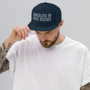 Snapback Hat Radicalized By Basic Decency Grey