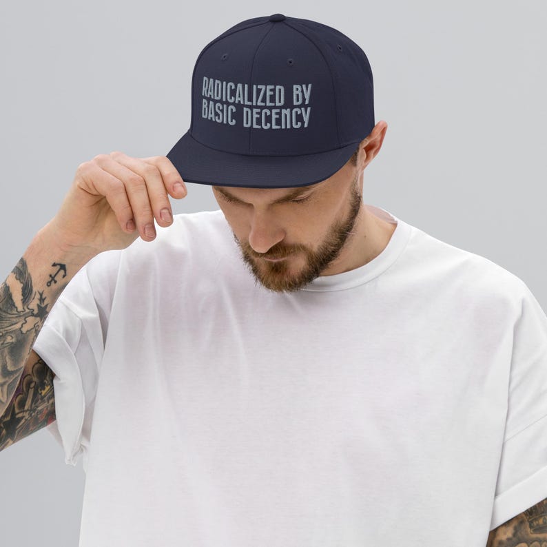 Snapback Hat Radicalized By Basic Decency Grey