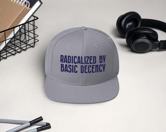 Boné snapback radicalizado pela Basic Decency para eleitores, boné de aba reta bordado para progressistas, presente político para professores e alunos