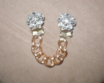 Vintage Rhinestone Sweater Guard Clip Chain