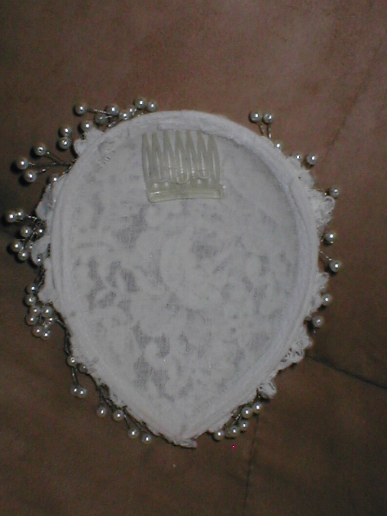 Vintage Alencon Lace and Pearls Bridal Headpiece