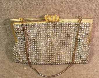 Vintage Gold Rhinestone Evening Purse by Walborg