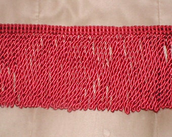 Vintage CRIMSON long Upholstry Fringe
