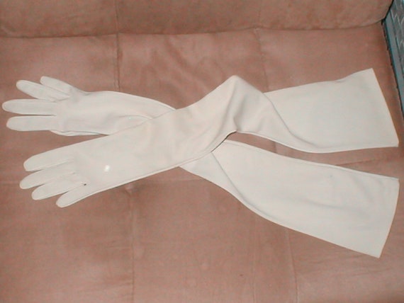 white cotton opera length gloves