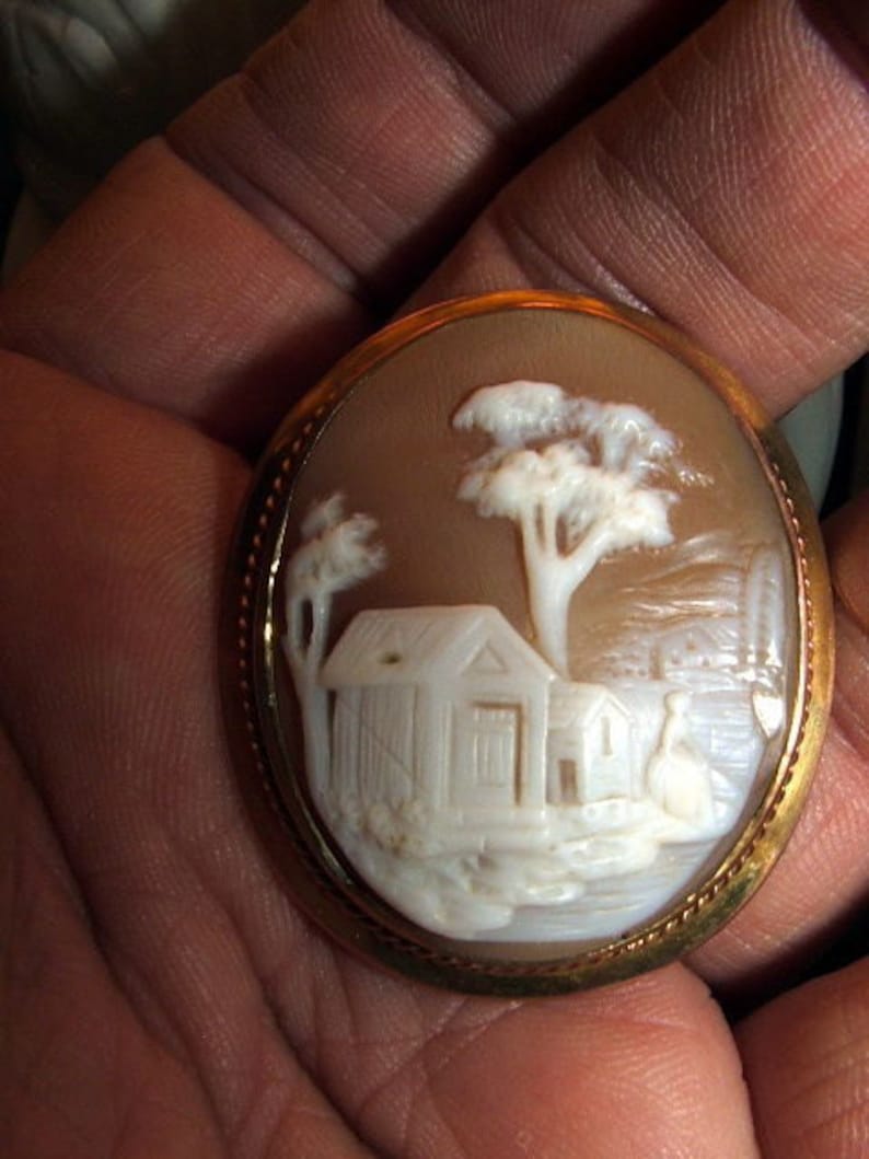 AntiqueRebecca at the Well Cameo Brooch