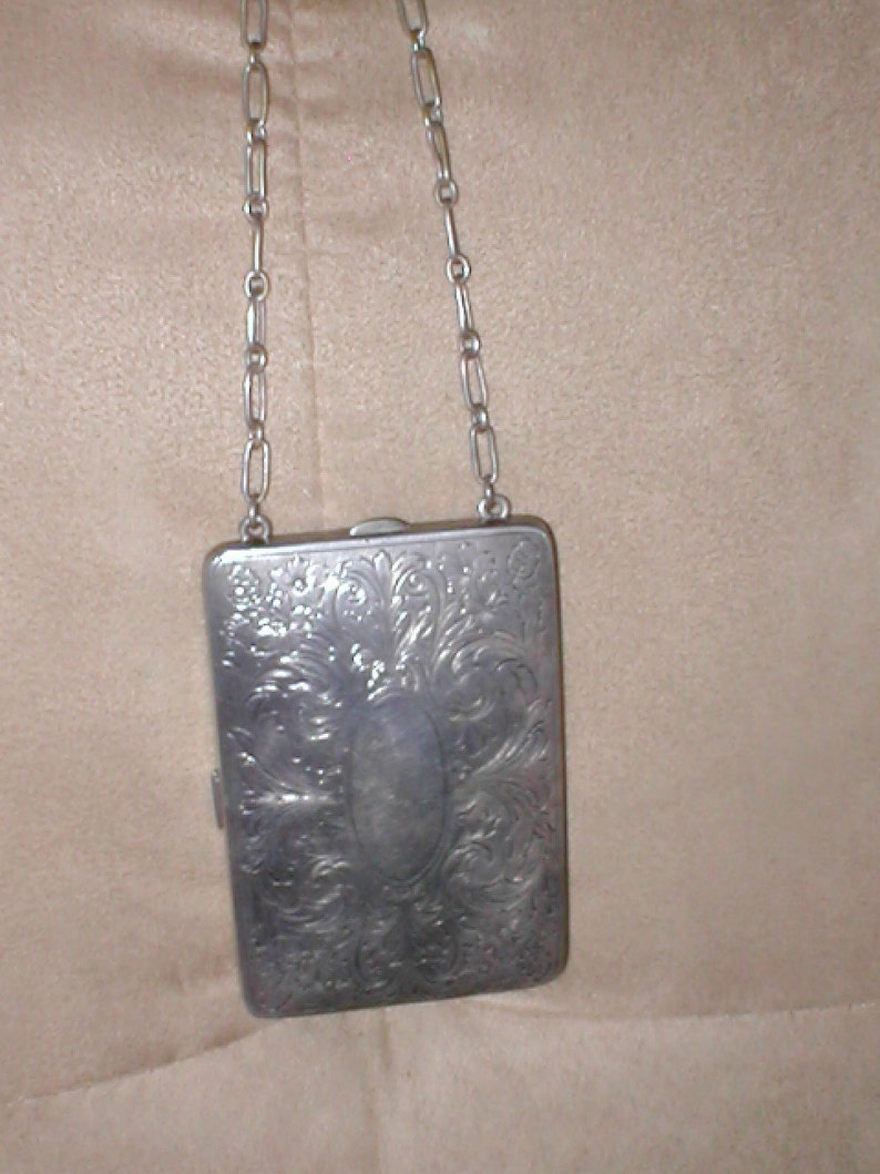 Silver Compact Dance Purse Antique WM co