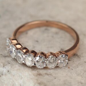 Classic 7 Stone Diamond Ring | Brilliant Cut Gold Band | Wedding ...