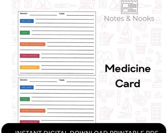 Printable Medication Card Template | Nursing Student Med Guide (Digital Download)