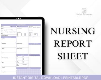 Printable Nursing Report Sheet | Patient Care Organizer (Digital Download)