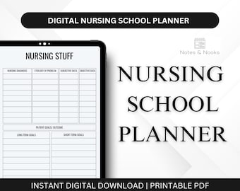 Nursing School Planner | RN Student Study Organizer (Digital PDF)