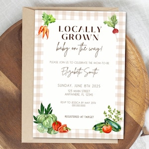 Locally Grown Baby Shower Bundle, Farmers Market Baby Shower Bundle, Locally Grown Baby Shower Games, Editable Locally Grown Invitation
