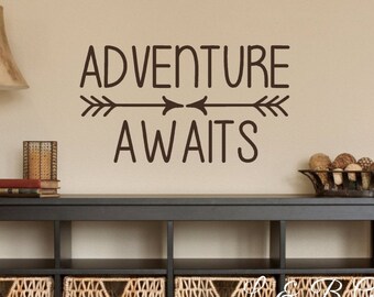 Adventure Awaits-Vinyl Wall Decal-Vinyl Wall Quotes- Home Decor- Entry Decor- Vinyl Words- Bedroom Decor