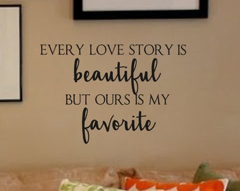 Cartoons Wall Decor Décor Decals, Stickers & Vinyl Art Mua Every Love Story Is Beautiful But Ours Is My Favorite - Carved Pure Black Vinyl Wall Decal Art Letters Quotes Heart Shape - Foto 9