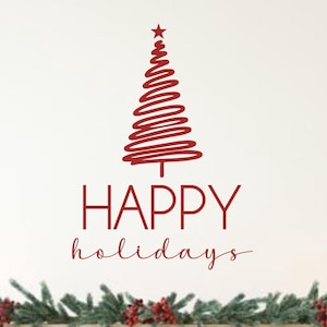 Happy Holidays Tree Vinyl Decal- Christmas Decor -Holiday Window Decor- Business Window Display Decal- Home Wall Art- Holiday Decor