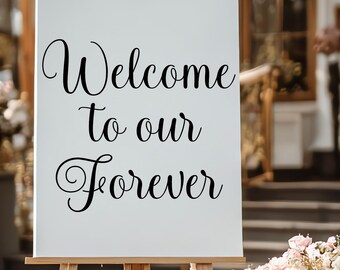 Wesele Witamy w naszej naklejce winylowej Forever - DIY znak ślubny - Spersonalizowana dekoracja ślubna - Naklejka na lustro ślubne - Witamy w naszym weselu - Wejście