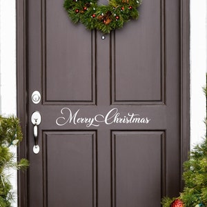 Merry Christmas #2 Door Decal- Door Vinyl Decal Decor- Vinyl Wall Decal- Holiday Decor- Holiday Seasonal Christmas Door Sticker