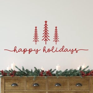 Happy Holidays Tree Vinyl Decal- Christmas Decor -Holiday Window Decor- Business Window Display Decal- Home Wall Art- Holiday Decor