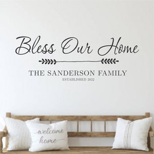 Bless Our Home Personalized-Vinyl Wall Decal- Modern -Lettering Decor- Family Quotes- Farmhouse Decor- Wedding Gift- DIY- Sign Making