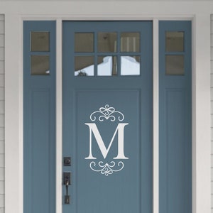 Front Door Decal Initial Scroll -Vinyl Decal-Personalized Storm Door Decal-Family Monogram-Modern Farmhouse-Custom Family Wall Vinyl Decal