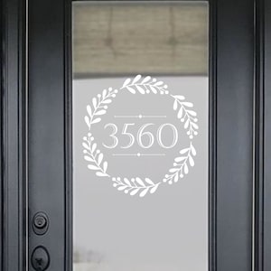 Front Door Wreath with Numbers - #6 Vinyl Decal-Personalized Storm Door Decal-Family Monogram-Milk Can Decor-Custom Family Wall Vinyl Decal
