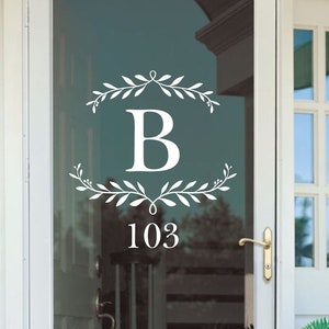 Front Door Family Monogram with Address Numbers  Vinyl Decal- Custom Name-Entryway-Wall Decor-Fancy Name- Modern Decor-Wall Decor-Storm Door