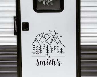 Camper Decal- Personalized - Mountains- Trees- RV Decor- RV Decal ...