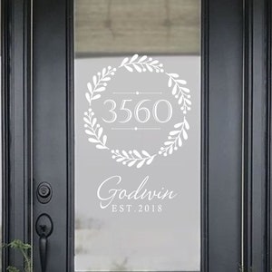 Front Door Wreath Personalized with Last Name & Numbers -#6 Vinyl Decal-Personalized Storm Door Decal-Family Monogram-Milk Can Decor-Custom