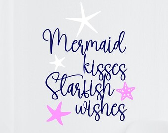 Zeemeermin kust zeester wensen-vinyl muur sticker-nautisch decor-strand decor-oceaan-strand huis-badkamer muur decor-slaapkamer decor