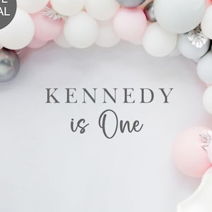 Birthday Vinyl Decal Personalized - Baby&#39;s First Birthday-Party Backdrop Decal- Sign for Balloon Arch- Girl or Boy Birthday Party Decor