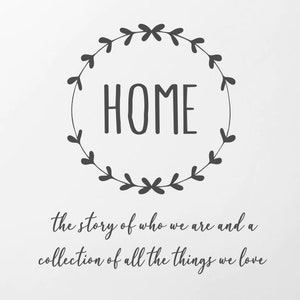 Home the story of who we are with wreath -Vinyl Wall Decal -Home Decor- Farmhouse Decor- Family Home Decor- Entryway-